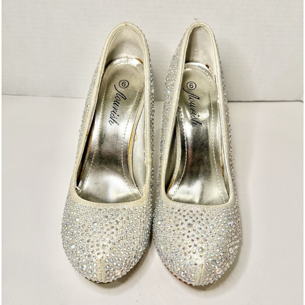 Flourish Cinderella AB Crystal Rhinestone Pumps Size 6 Silver Bridal Wedding